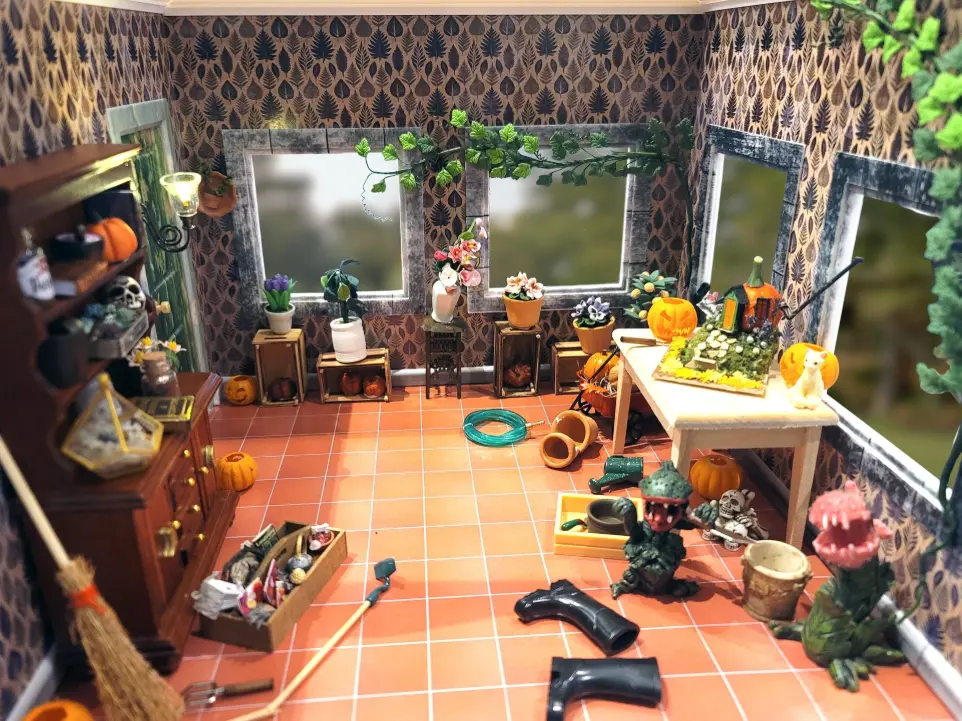 Alternative miniature room scene with swapped styles and finishes