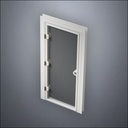 classic thick-frame Full Window Door with fancy-profile frame and brass hardware, shown closed in perspective view
