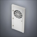 classic thick-frame Spiderweb Window Door with fancy-profile frame and brass hardware, shown closed in perspective view