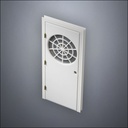 modern thin-frame Spiderweb Window Door with fancy-profile frame and brass hardware, shown closed in perspective view