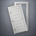 classic thick-frame Eight Box Door with fancy-profile frame and brass hardware, shown split open in front view