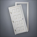 modern thin-frame Eight Box Door with fancy-profile frame and brass hardware, shown split open in front view