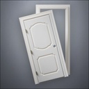 classic thick-frame Fancy Carrara Door with fancy-profile frame and brass hardware, shown split open in front view