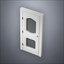 classic thick-frame Fancy Carrara Double Window Door with fancy-profile frame and brass hardware, shown closed in perspective view