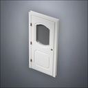 modern thin-frame Fancy Carrara Window Door with fancy-profile frame and brass hardware, shown closed in perspective view