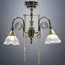 Victorian Twin-Arm Brass Ceiling Light - Battery Operated LED
