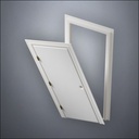 classic thick-frame Plain Door with fancy-profile frame and brass hardware, shown split open in perspective view