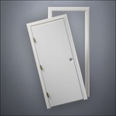 modern thin-frame Plain Door with fancy-profile frame and brass hardware, shown split open in front view