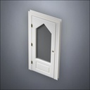 classic thick-frame 3/4 Steepled Window Door with fancy-profile frame and brass hardware, shown closed in perspective view