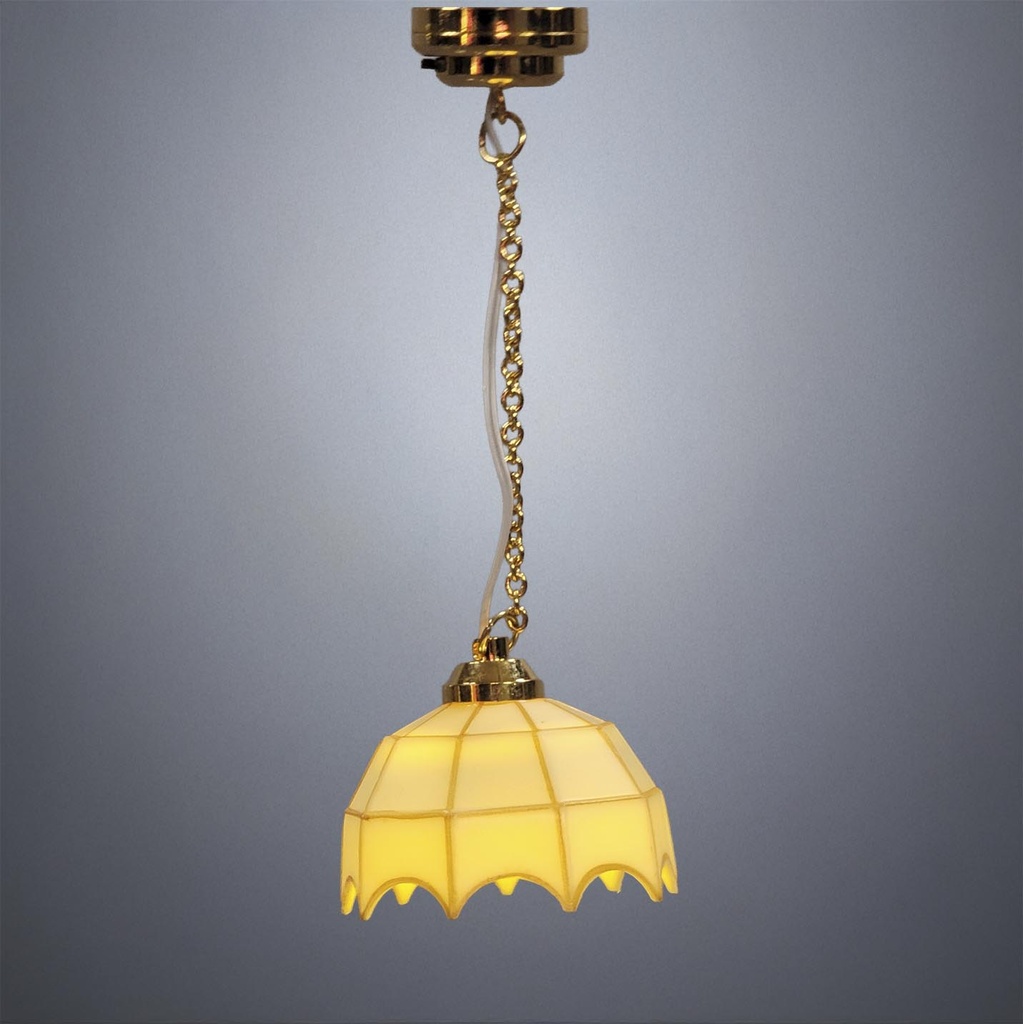 Victorian Twin-Arm Brass Ceiling Light - Battery Operated LED