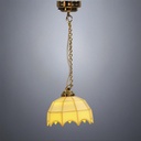 Victorian Twin-Arm Brass Ceiling Light - Battery Operated LED
