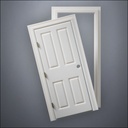classic thick-frame Split Carrara Door with fancy-profile frame and brass hardware, shown split open in front view