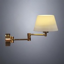 Folding-Arm Brass Wall Lamp with White Shade - Battery Operated LED