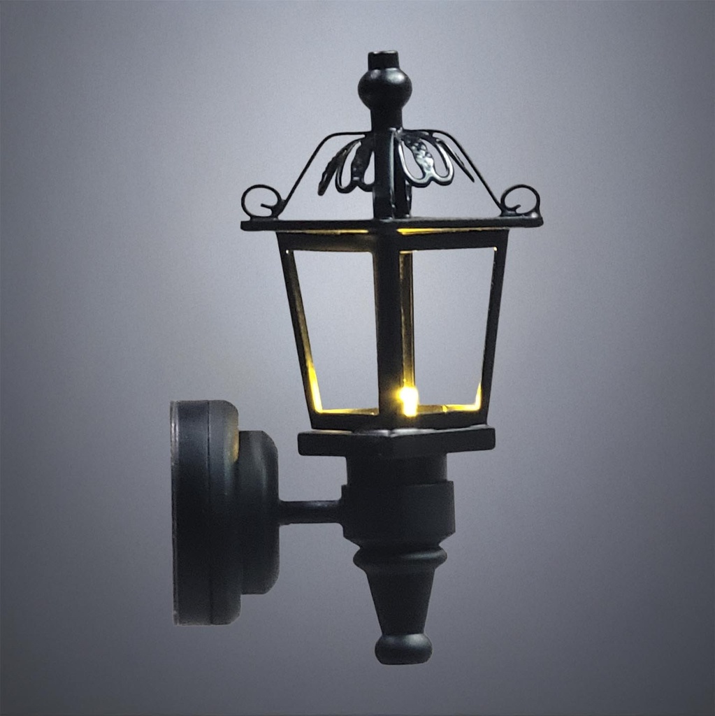 Black Square Vintage Wall Lantern with No Glass - Battery Operated LED