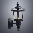 Black Square Vintage Wall Lantern with No Glass - Battery Operated LED