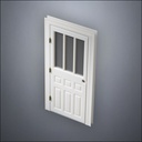 classic thick-frame Rutherford Window Door with fancy-profile frame and brass hardware, shown closed in perspective view