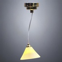 Brass Hanging Light with White Cone Shade on Cable - Battery Operated LED