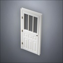 modern thin-frame Rutherford Window Door with fancy-profile frame and brass hardware, shown closed in perspective view