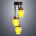 Brass Overhead Ceiling Fixture for Miniatures with Three Tulip Shades - Battery Operated LED