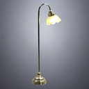Brass Standing Floor Lamp with Flower Frosted Glass Shade - Battery Operated LED