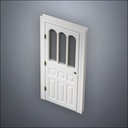 classic thick-frame Rounded Rutherford Window Door with fancy-profile frame and brass hardware, shown closed in perspective view