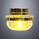 Brass and Clear Plastic Dome Ceiling Light with Floral Molding - Battery Operated LED