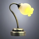 Bronze Gooseneck Miniature Table Lamp with LED Glow with Smoked Tulip Glass Shade - Battery Operated LED