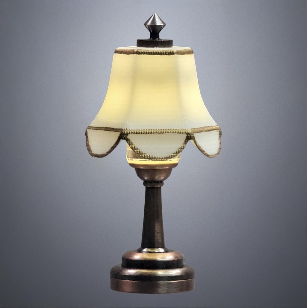 Bronze Miniature Table Lamp with White Hexagon Shade - Battery Operated LED