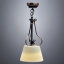 Bronze Overhead Ceiling Fixture for Miniatures with Hanging Cone Shade - Battery Operated LED