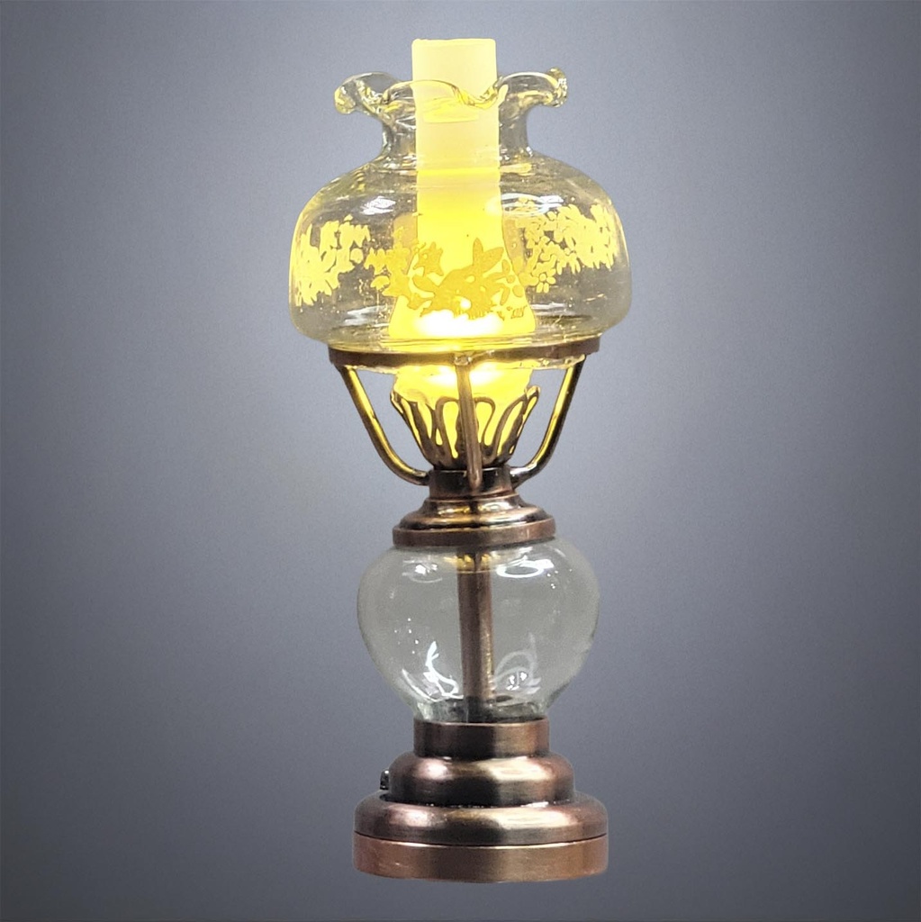 Copper Gas Lamp with Etched Glass - Battery Operated LED