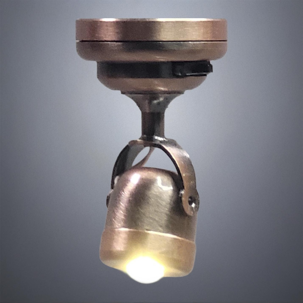 Copper Swivel Directional Spotlight for Miniature Display Wall Lamp - Battery Operated LED