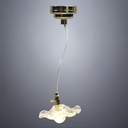Hanging Ceiling Light with Clear Glass Flower Shade - Battery Operated LED