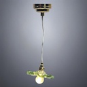 Hanging Ceiling Light with Green Flower Shade - Battery Operated LED