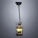 Hanging Hexagon Lantern in Gunmetal Gray with Glass - Battery Operated LED