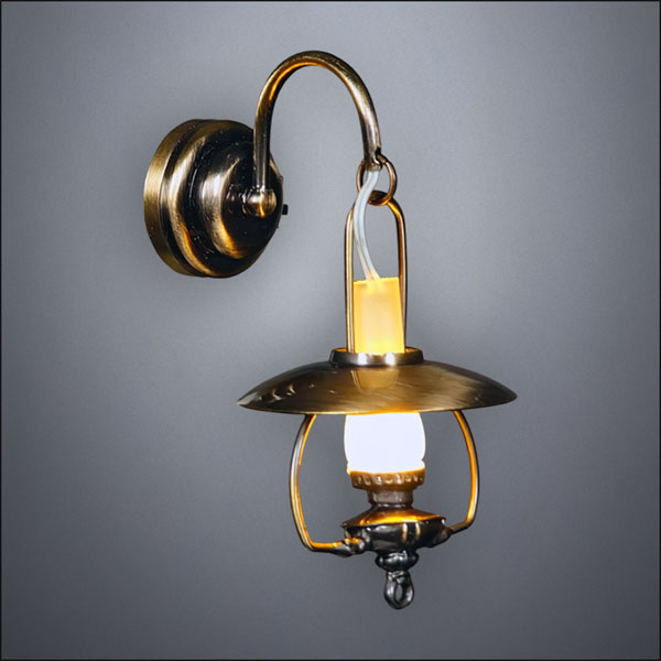 Antique Brass Wall Hurricane Lamp – Battery Operated LED