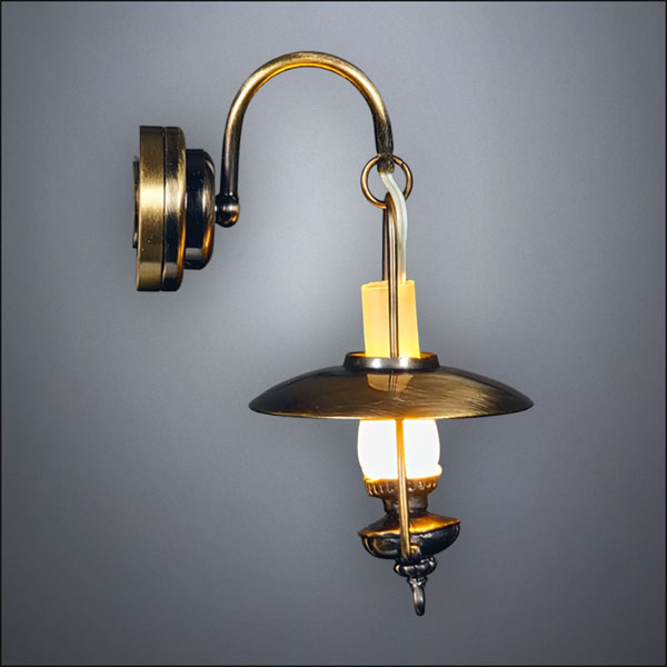 Antique Brass Wall Hurricane Lamp – Battery Operated LED