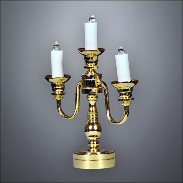 Traditional Brass Three-Arm Candelabra – Battery Operated LED