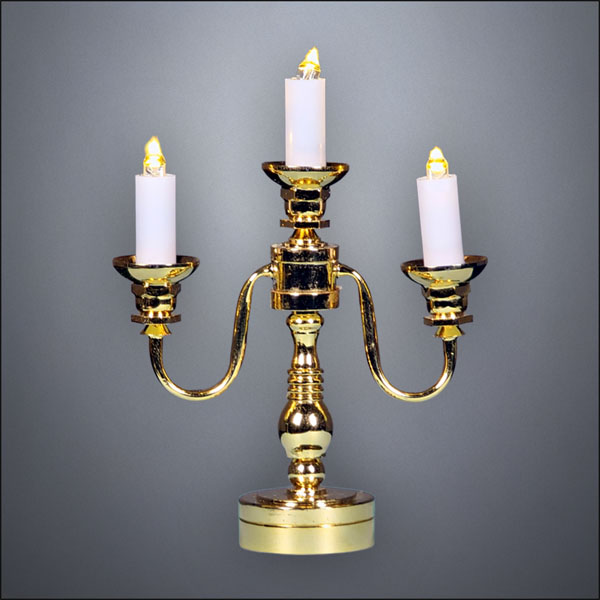 Traditional Brass Three-Arm Candelabra – Battery Operated LED
