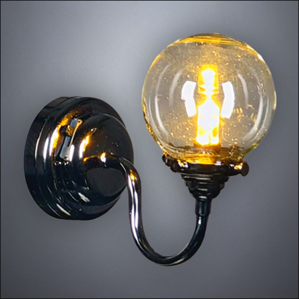 Gunmetal Glass Globe Table Lamp – Battery Operated LED