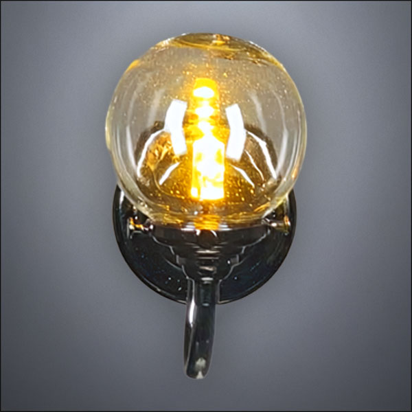 Gunmetal Glass Globe Table Lamp – Battery Operated LED