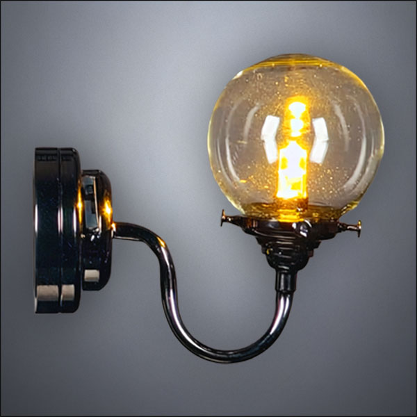 Gunmetal Glass Globe Table Lamp – Battery Operated LED