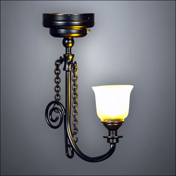 Black Curlicue Ceiling or Table Lamp – Battery Operated LED