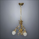 Brass Three-Shade Chandelier with Frosted Globes – Battery Operated LED