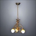Brass Three-Shade Chandelier with Frosted Globes – Battery Operated LED