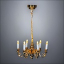 Traditional Brass Six-Arm Chandelier – Battery Operated LED