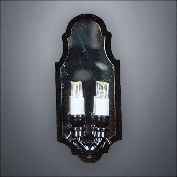 Black Double Candle Wall Sconce with Mirror Back – Battery Operated LED