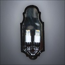 Black Double Candle Wall Sconce with Mirror Back – Battery Operated LED