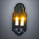 Black Double Candle Wall Sconce with Mirror Back – Battery Operated LED