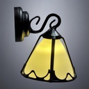 Black Ornamental Wall Sconce Light with White Conical Shade - Battery Operated LED