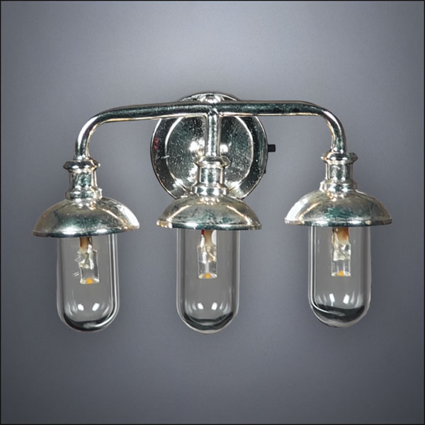 Polished Metal Triple Vanity Wall Light – Battery Operated LED